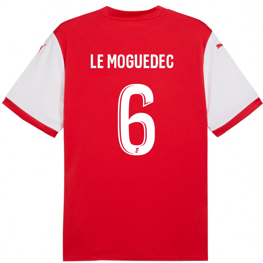 Gyermek Labdarúgás Anaële Le Moguédec #6 Piros Fehér Hazai Jersey 2024/25 Mez Póló Ing