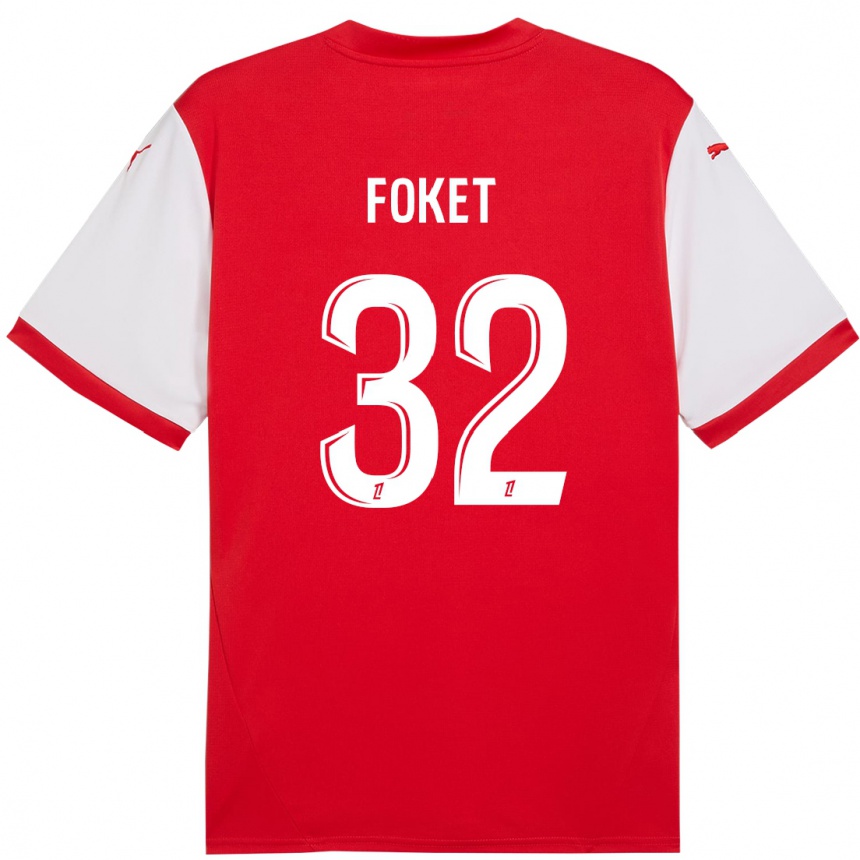 Gyermek Labdarúgás Thomas Foket #32 Piros Fehér Hazai Jersey 2024/25 Mez Póló Ing