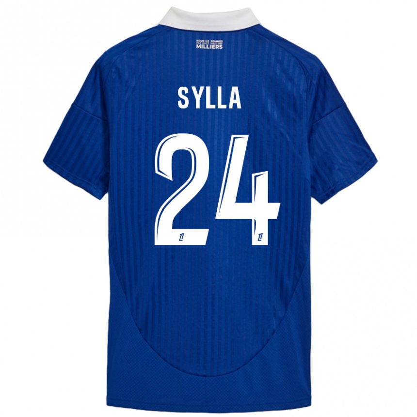 Gyermek Labdarúgás Abakar Sylla #24 Kék Fehér Hazai Jersey 2024/25 Mez Póló Ing