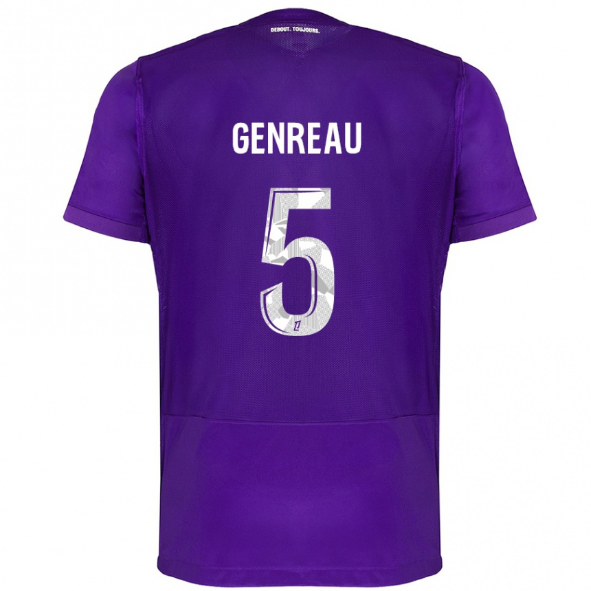 Gyermek Labdarúgás Denis Genreau #5 Lila Fehér Hazai Jersey 2024/25 Mez Póló Ing