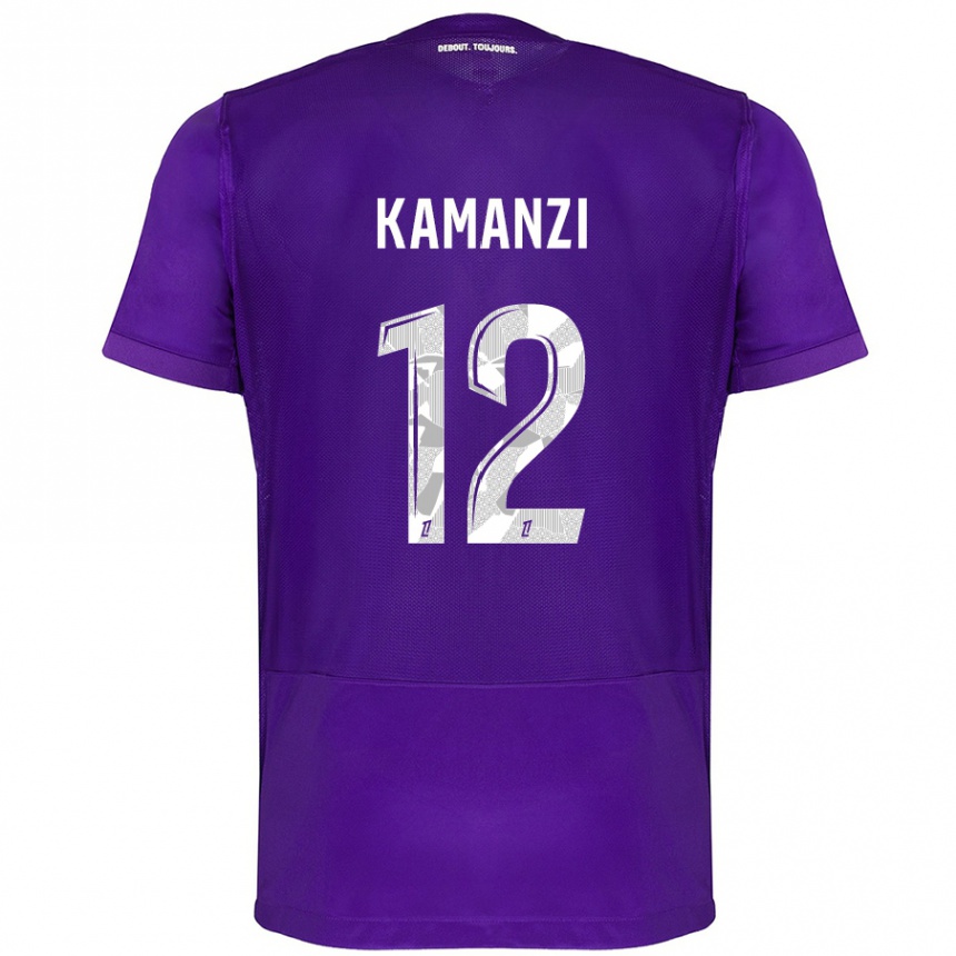 Gyermek Labdarúgás Warren Kamanzi #12 Lila Fehér Hazai Jersey 2024/25 Mez Póló Ing