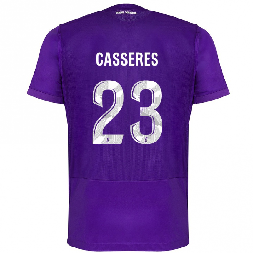 Gyermek Labdarúgás Cristian Cásseres Jr. #23 Lila Fehér Hazai Jersey 2024/25 Mez Póló Ing