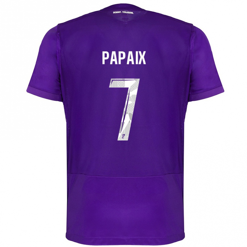 Gyermek Labdarúgás Marie Papaix #7 Lila Fehér Hazai Jersey 2024/25 Mez Póló Ing