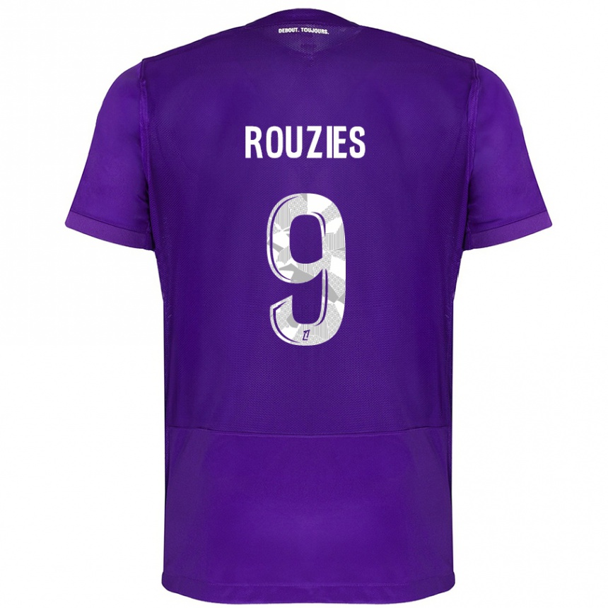 Gyermek Labdarúgás Manon Rouzies #9 Lila Fehér Hazai Jersey 2024/25 Mez Póló Ing