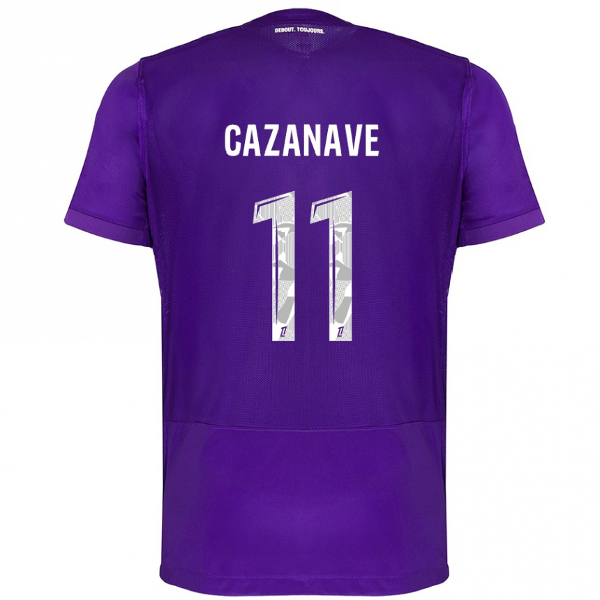 Gyermek Labdarúgás Julie Cazanave #11 Lila Fehér Hazai Jersey 2024/25 Mez Póló Ing