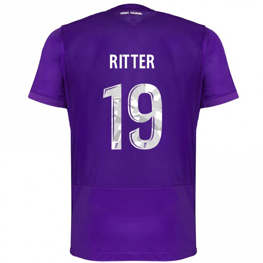 Gyermek Labdarúgás Morgane Ritter #19 Lila Fehér Hazai Jersey 2024/25 Mez Póló Ing