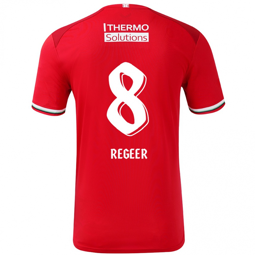 Gyermek Labdarúgás Youri Regeer #8 Piros Fehér Hazai Jersey 2024/25 Mez Póló Ing