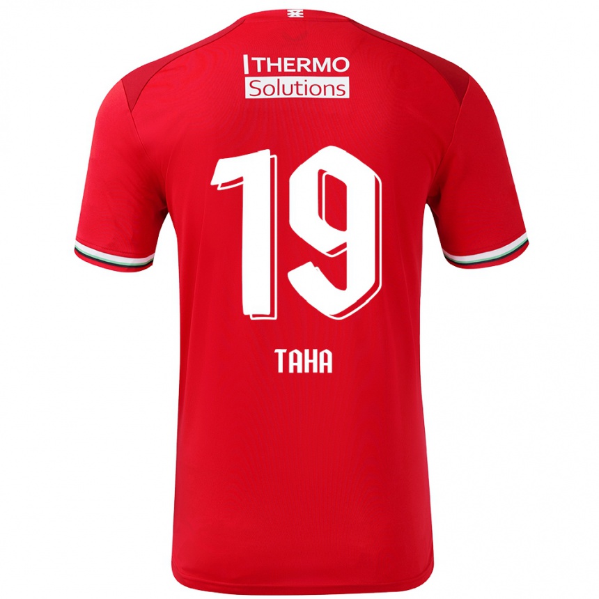 Gyermek Labdarúgás Younes Taha #19 Piros Fehér Hazai Jersey 2024/25 Mez Póló Ing