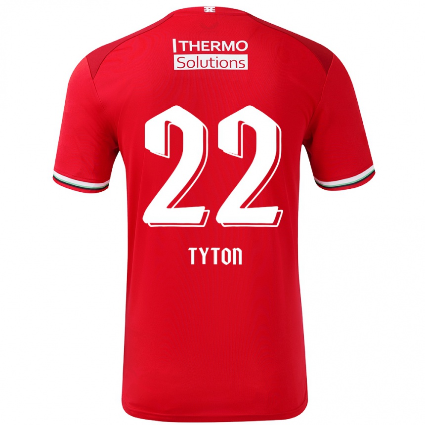 Gyermek Labdarúgás Przemyslaw Tyton #22 Piros Fehér Hazai Jersey 2024/25 Mez Póló Ing