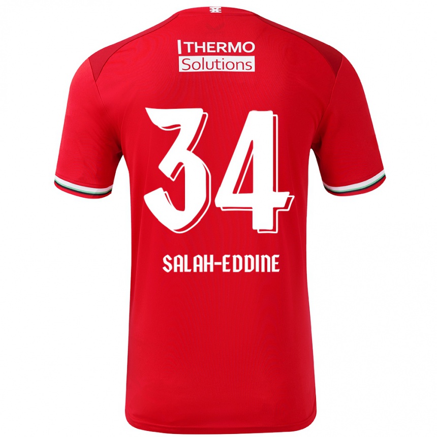 Gyermek Labdarúgás Anass Salah-Eddine #34 Piros Fehér Hazai Jersey 2024/25 Mez Póló Ing