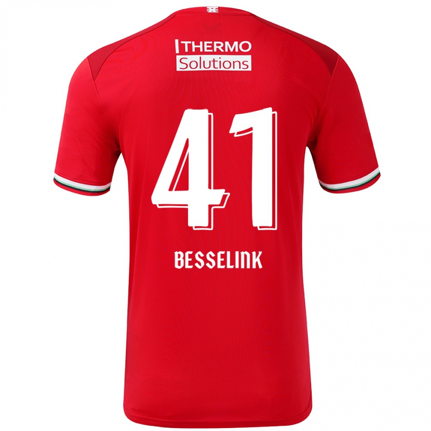 Gyermek Labdarúgás Gijs Besselink #41 Piros Fehér Hazai Jersey 2024/25 Mez Póló Ing