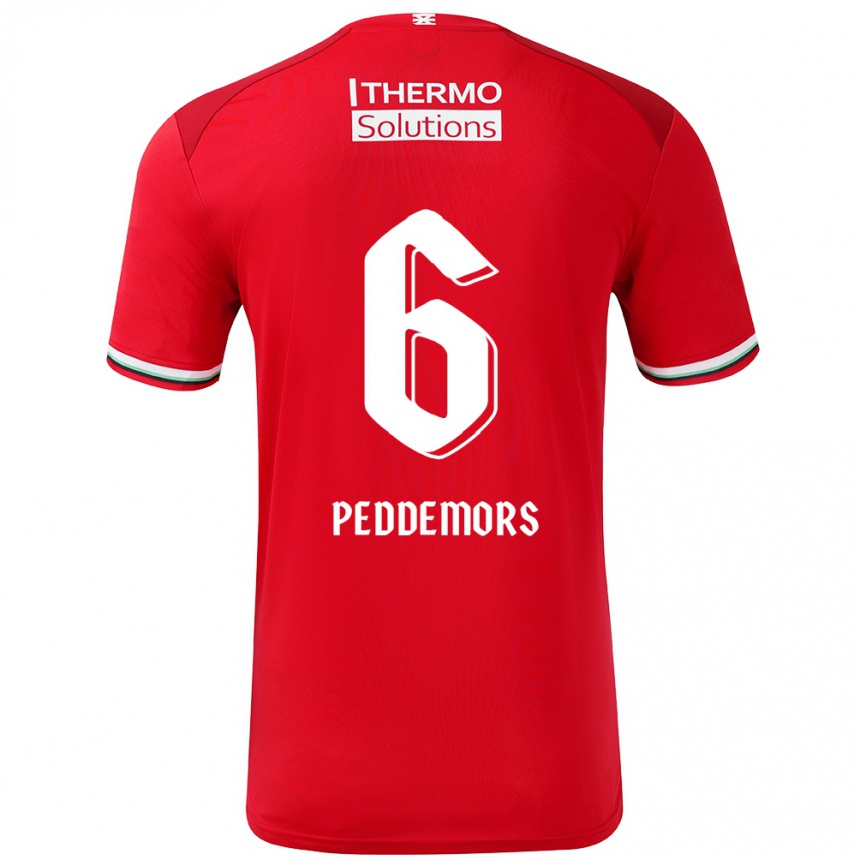 Gyermek Labdarúgás Ella Peddemors #6 Piros Fehér Hazai Jersey 2024/25 Mez Póló Ing