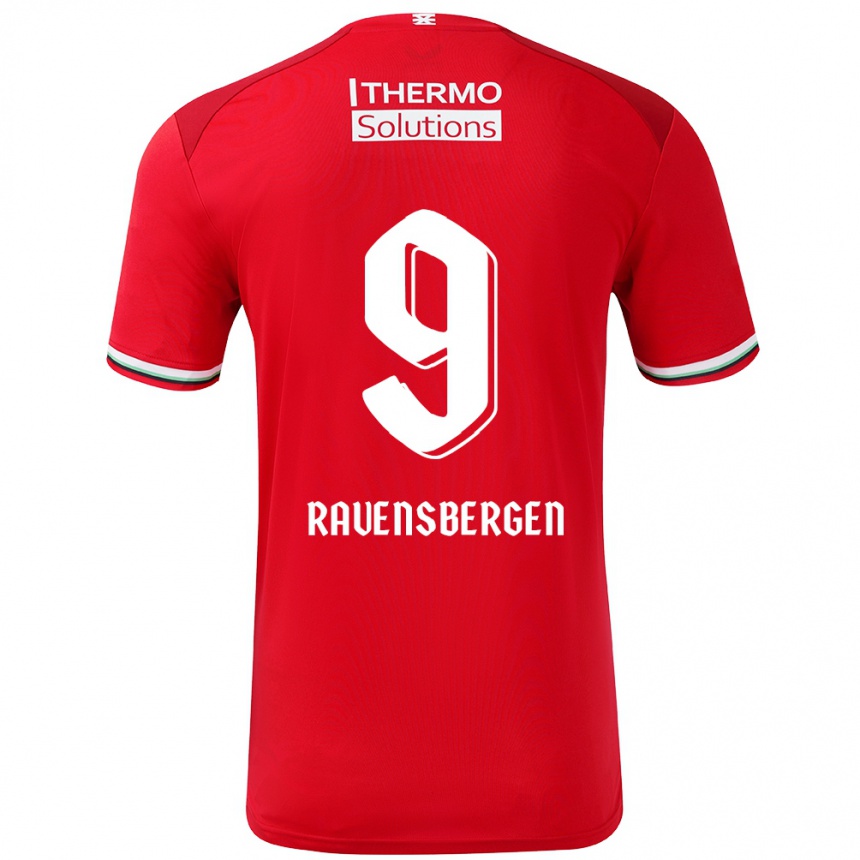 Gyermek Labdarúgás Jaimy Ravensbergen #9 Piros Fehér Hazai Jersey 2024/25 Mez Póló Ing