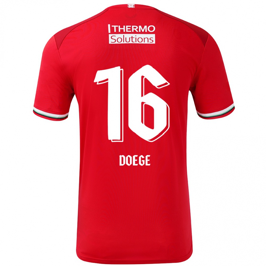 Gyermek Labdarúgás Leonie Doege #16 Piros Fehér Hazai Jersey 2024/25 Mez Póló Ing