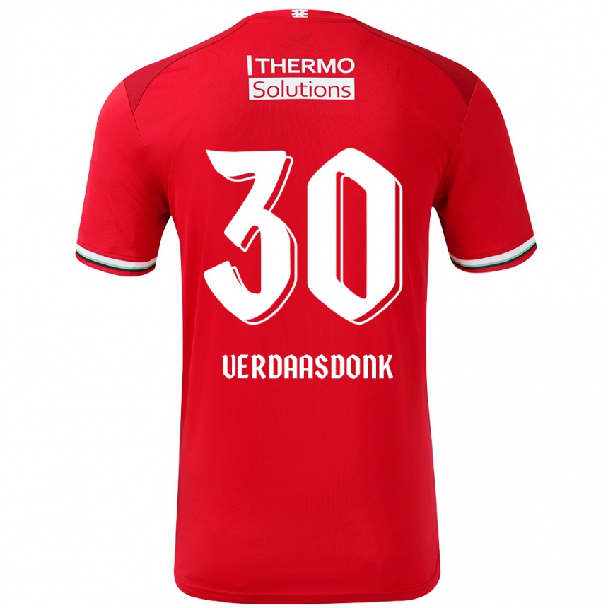 Gyermek Labdarúgás Suus Verdaasdonk #30 Piros Fehér Hazai Jersey 2024/25 Mez Póló Ing