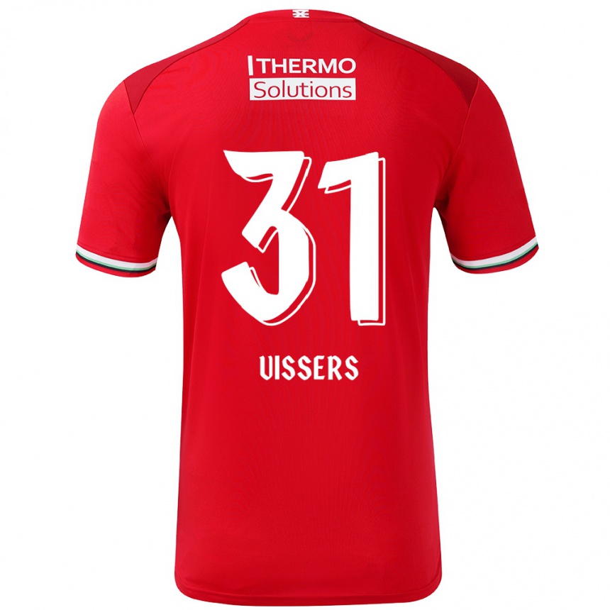 Gyermek Labdarúgás Kiki Vissers #31 Piros Fehér Hazai Jersey 2024/25 Mez Póló Ing