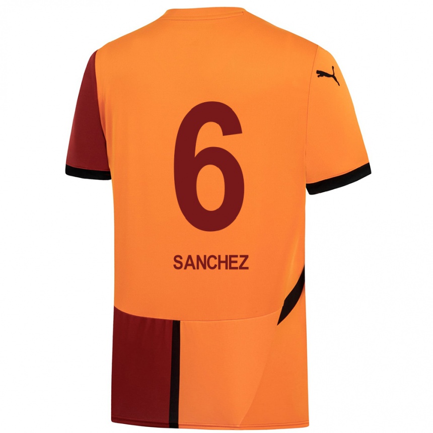 Gyermek Labdarúgás Davinson Sanchez #6 Sárga Piros Hazai Jersey 2024/25 Mez Póló Ing