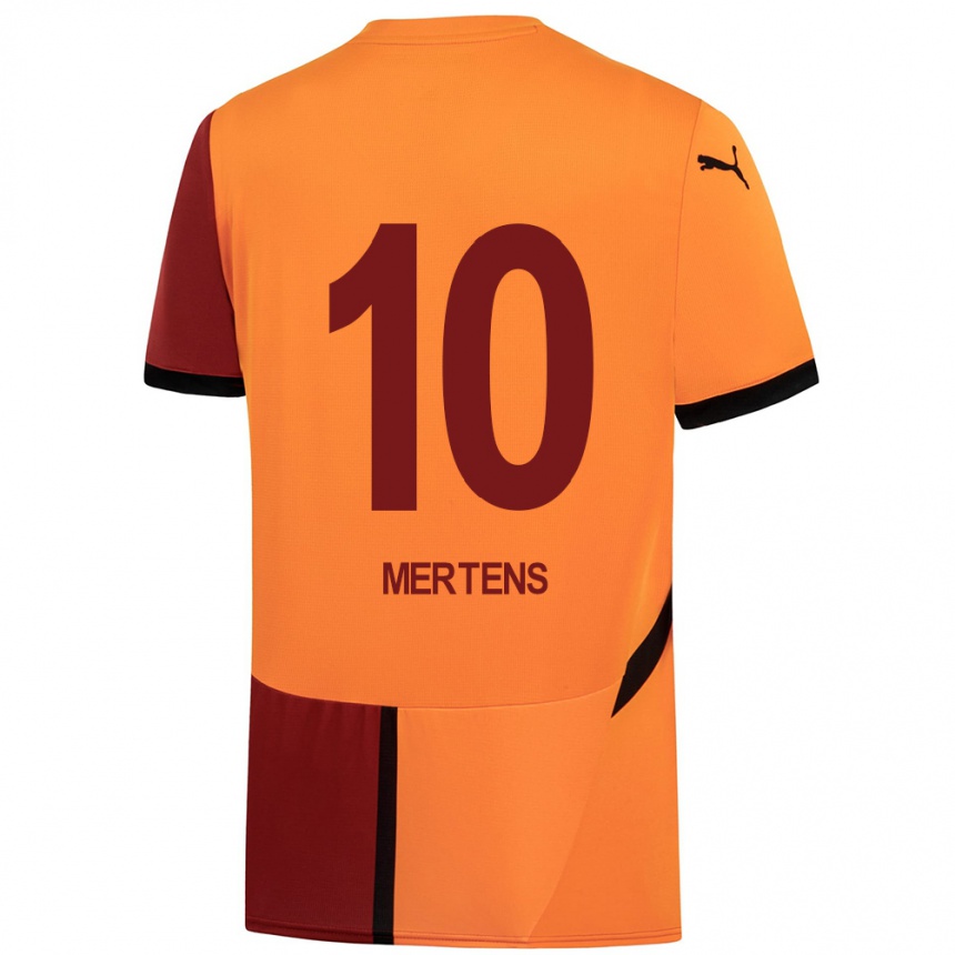 Gyermek Labdarúgás Dries Mertens #10 Sárga Piros Hazai Jersey 2024/25 Mez Póló Ing