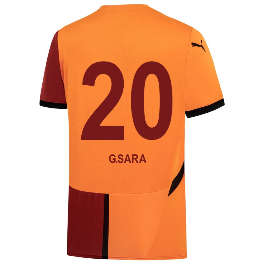 Gyermek Labdarúgás Gabriel Sara #20 Sárga Piros Hazai Jersey 2024/25 Mez Póló Ing