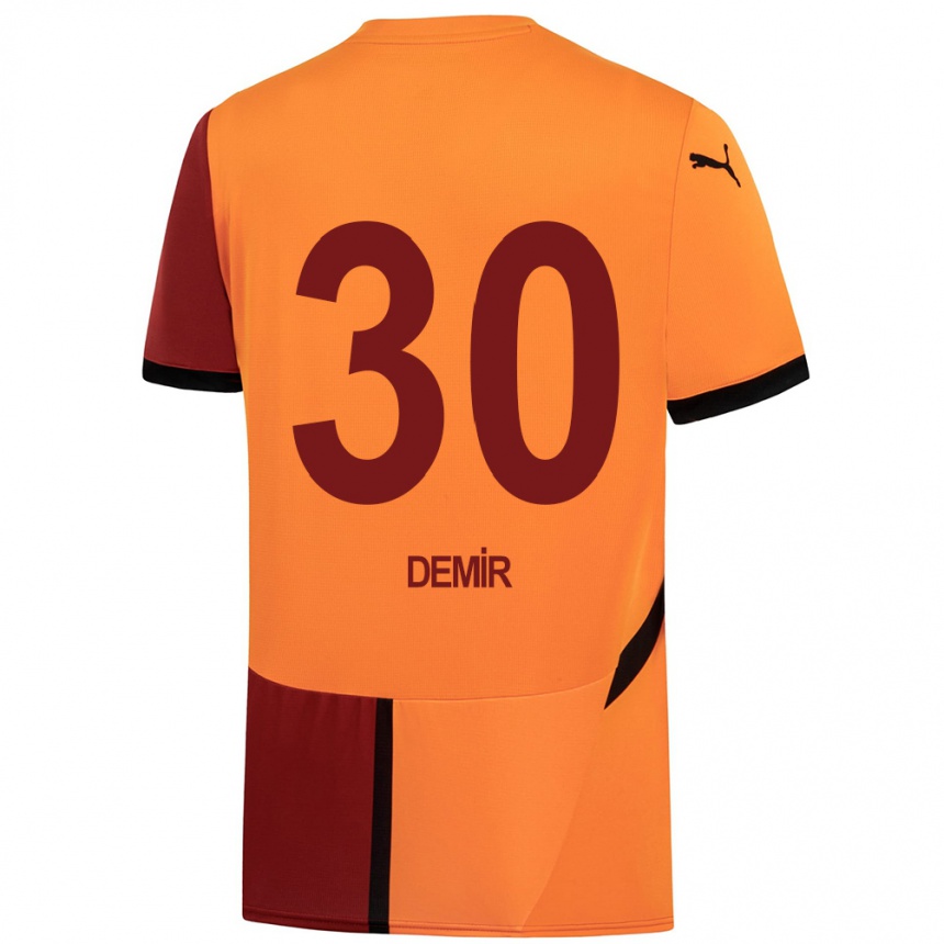 Gyermek Labdarúgás Yusuf Demir #30 Sárga Piros Hazai Jersey 2024/25 Mez Póló Ing