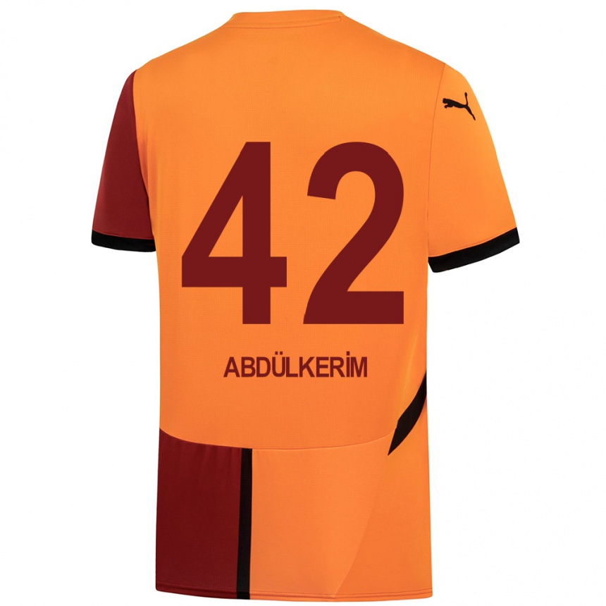 Gyermek Labdarúgás Abdülkerim Bardakcı #42 Sárga Piros Hazai Jersey 2024/25 Mez Póló Ing