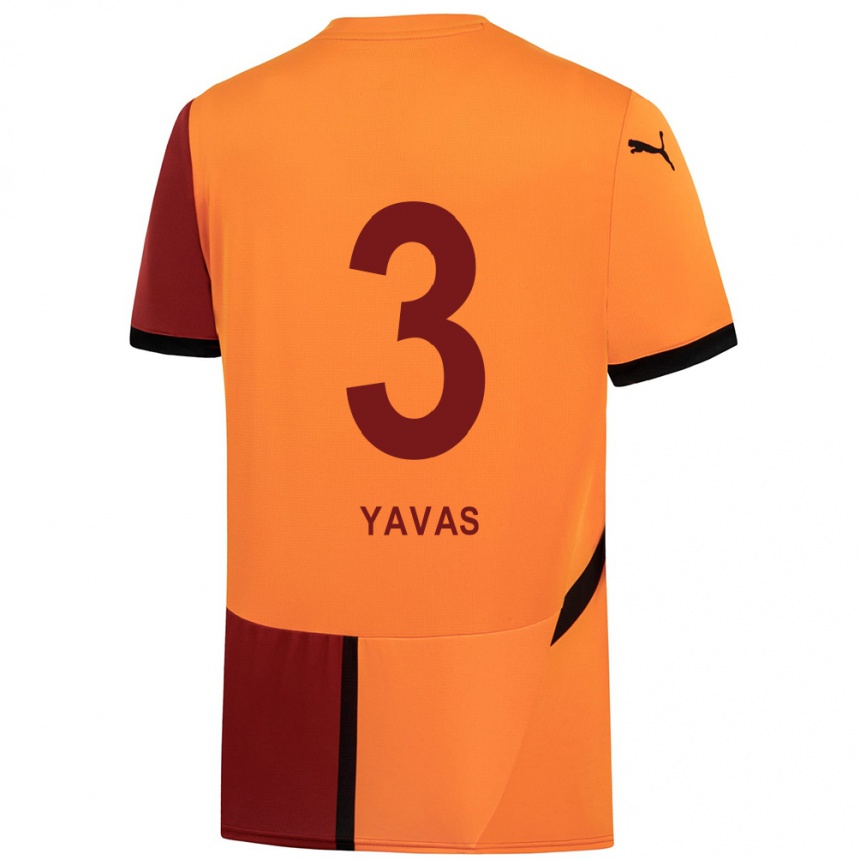 Gyermek Labdarúgás Arda Yavas #3 Sárga Piros Hazai Jersey 2024/25 Mez Póló Ing