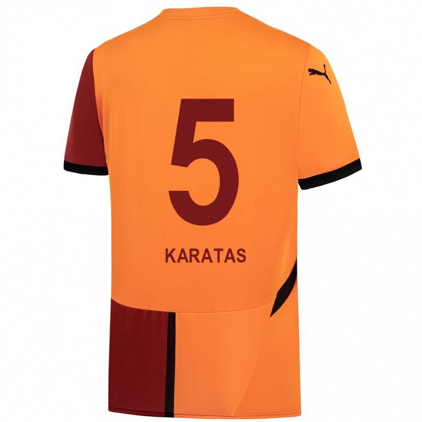 Gyermek Labdarúgás Eda Karataş #5 Sárga Piros Hazai Jersey 2024/25 Mez Póló Ing