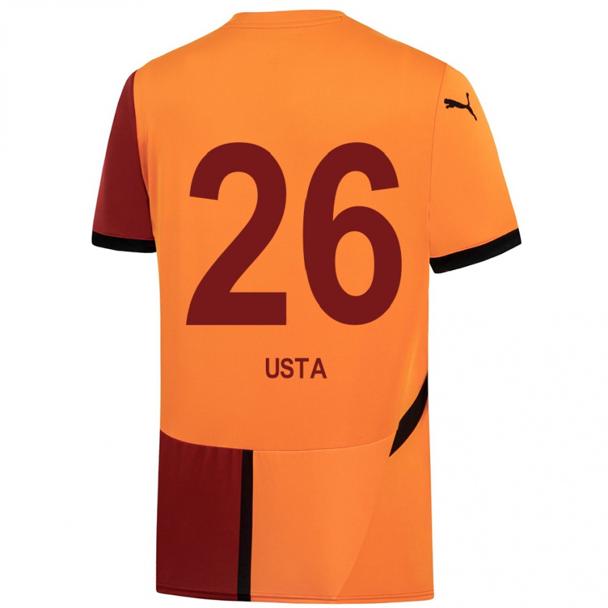 Gyermek Labdarúgás Alanur Usta #26 Sárga Piros Hazai Jersey 2024/25 Mez Póló Ing