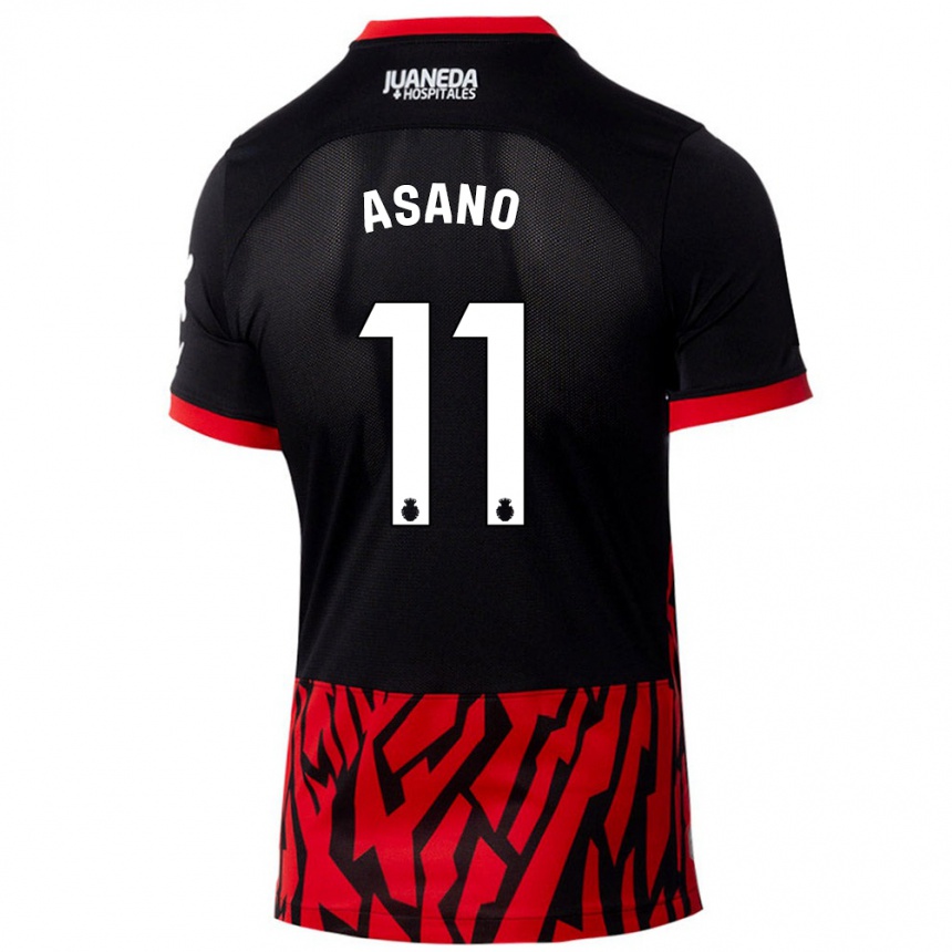 Gyermek Labdarúgás Takuma Asano #11 Fekete Piros Hazai Jersey 2024/25 Mez Póló Ing