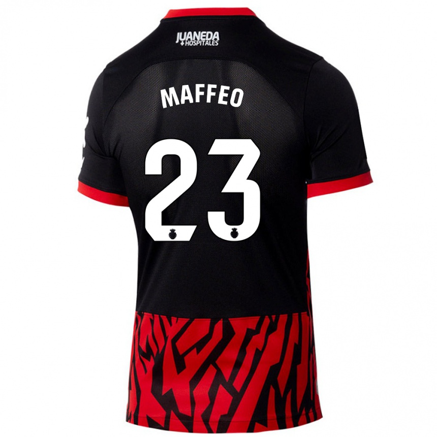 Gyermek Labdarúgás Pablo Maffeo #23 Fekete Piros Hazai Jersey 2024/25 Mez Póló Ing