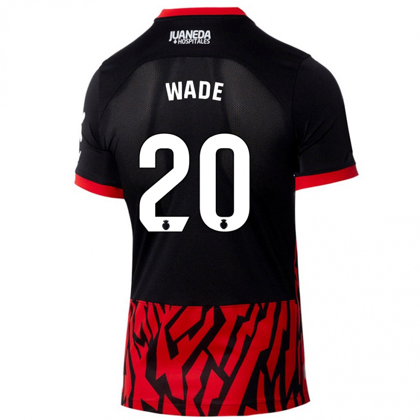 Gyermek Labdarúgás Sebas Wade #20 Fekete Piros Hazai Jersey 2024/25 Mez Póló Ing