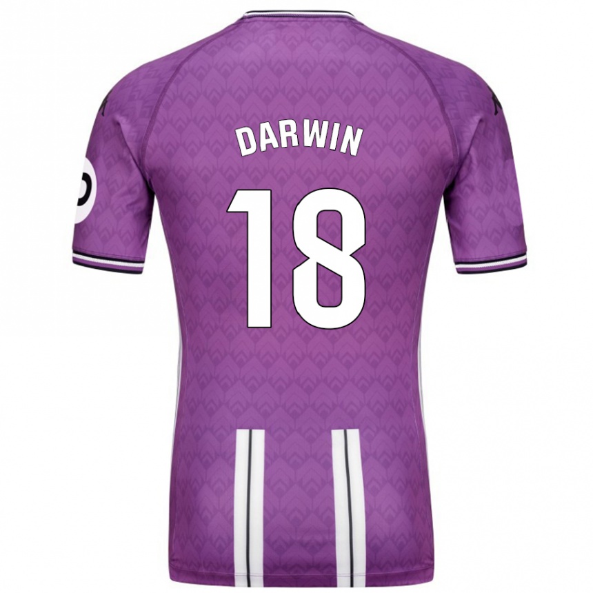 Gyermek Labdarúgás Darwin Machís #18 Lila Fehér Hazai Jersey 2024/25 Mez Póló Ing