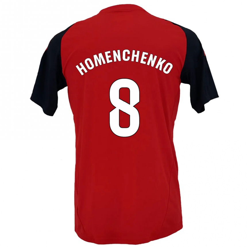 Gyermek Labdarúgás Santiago Homenchenko #8 Piros Fekete Hazai Jersey 2024/25 Mez Póló Ing