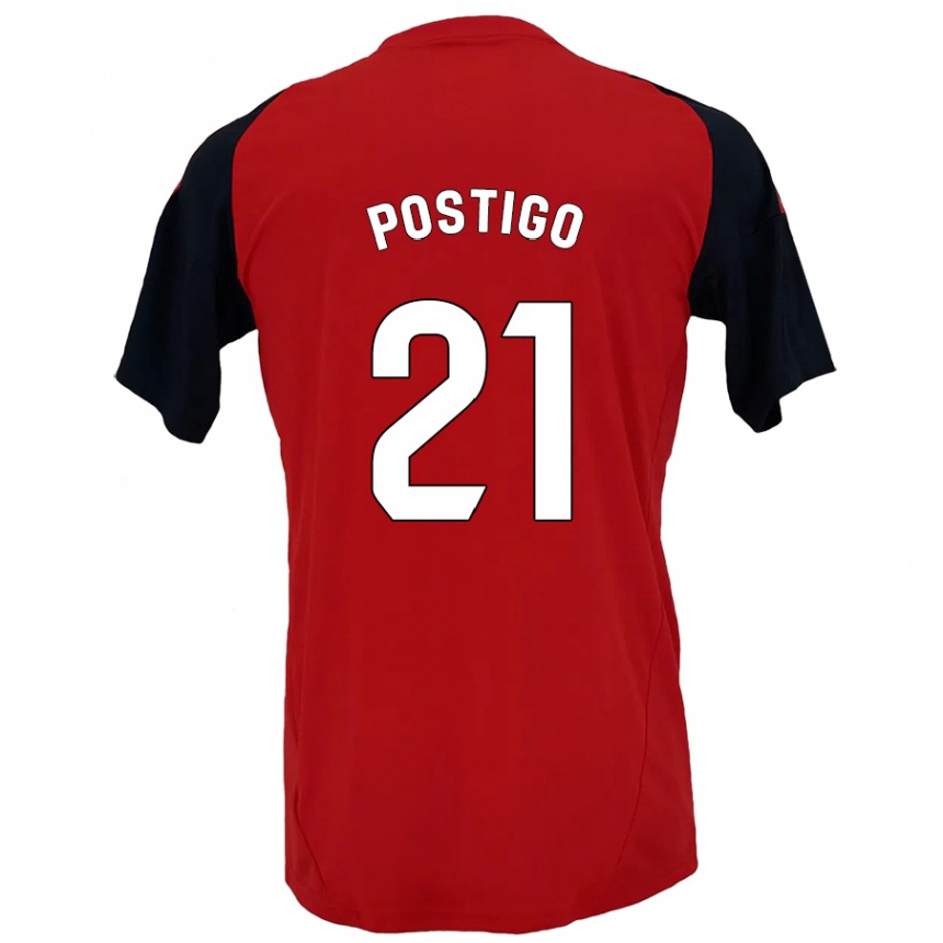 Gyermek Labdarúgás Sergio Postigo #21 Piros Fekete Hazai Jersey 2024/25 Mez Póló Ing