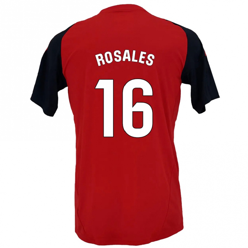 Gyermek Labdarúgás Diego Rosales #16 Piros Fekete Hazai Jersey 2024/25 Mez Póló Ing