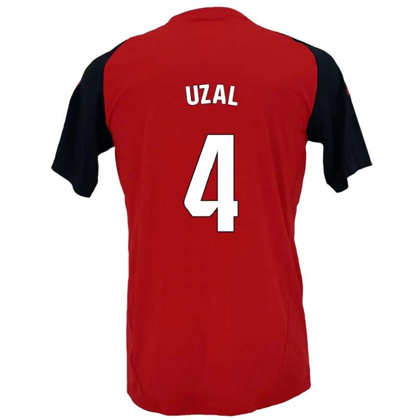 Gyermek Labdarúgás Yeray Uzal #4 Piros Fekete Hazai Jersey 2024/25 Mez Póló Ing