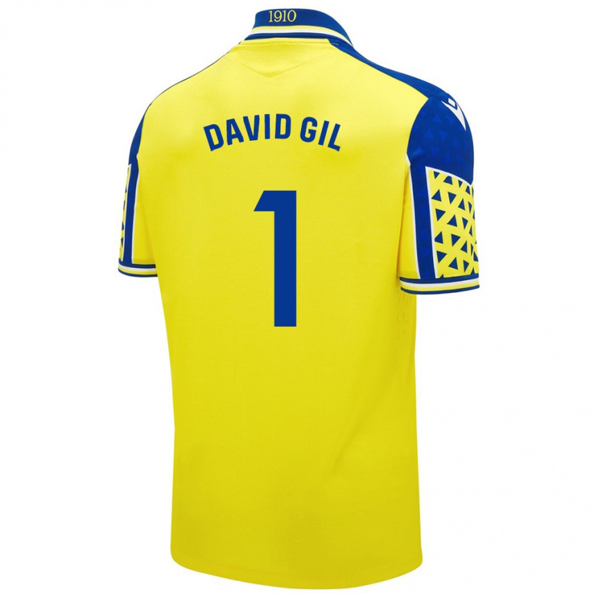 Gyermek Labdarúgás David Gil #1 Sárga Kék Hazai Jersey 2024/25 Mez Póló Ing