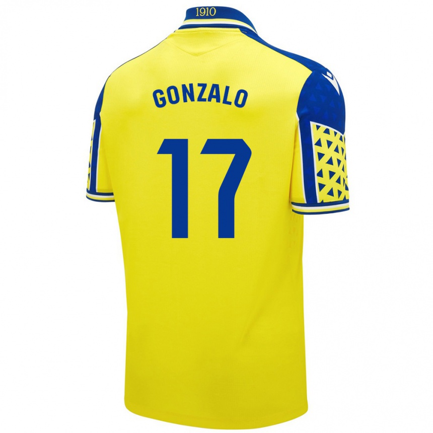 Gyermek Labdarúgás Gonzalo Escalante #17 Sárga Kék Hazai Jersey 2024/25 Mez Póló Ing