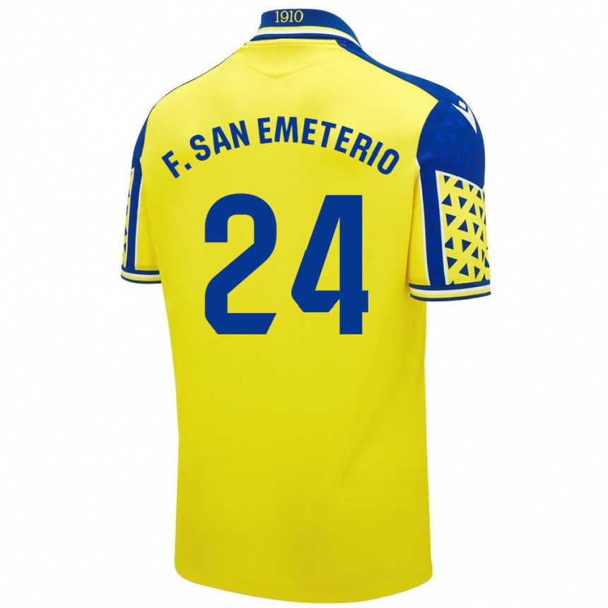 Gyermek Labdarúgás Fede San Emeterio #24 Sárga Kék Hazai Jersey 2024/25 Mez Póló Ing