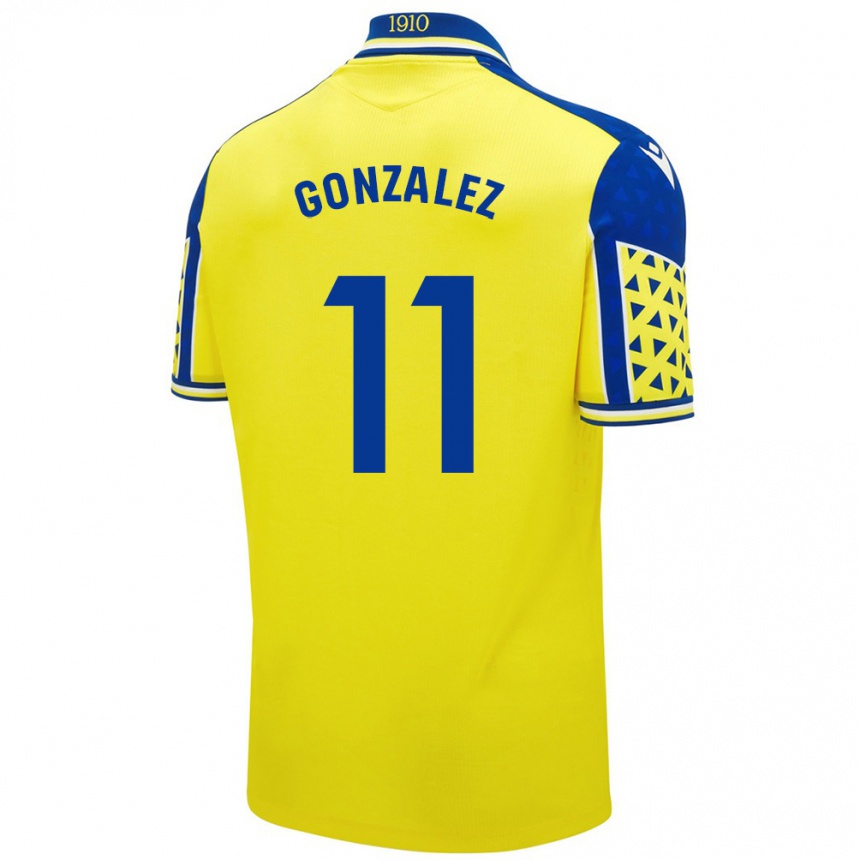 Gyermek Labdarúgás Chus González #11 Sárga Kék Hazai Jersey 2024/25 Mez Póló Ing