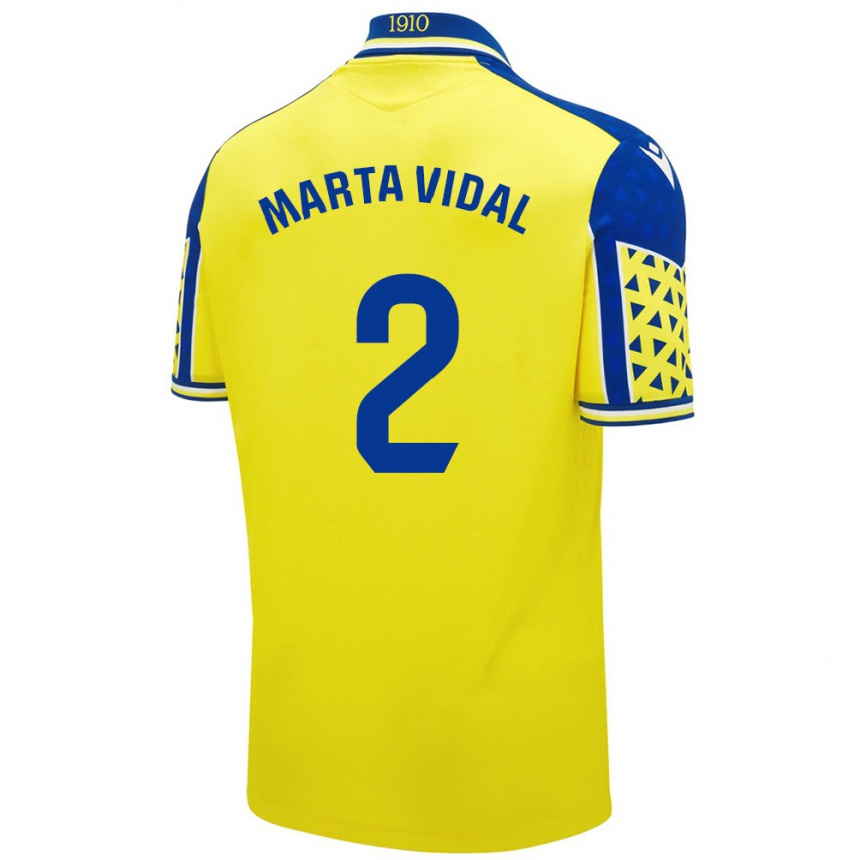 Gyermek Labdarúgás Marta Vidal Vela #2 Sárga Kék Hazai Jersey 2024/25 Mez Póló Ing