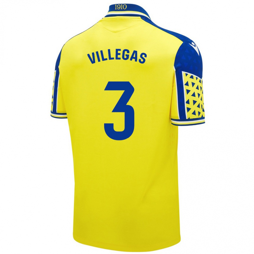 Gyermek Labdarúgás Virginia Villegas Rico #3 Sárga Kék Hazai Jersey 2024/25 Mez Póló Ing