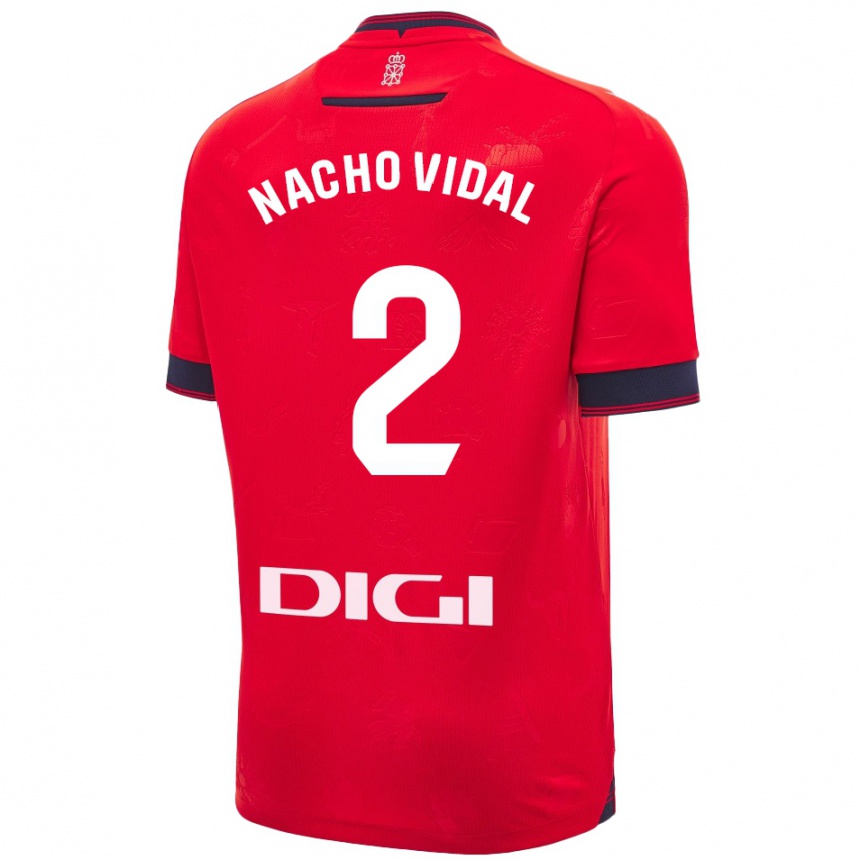 Gyermek Labdarúgás Nacho Vidal #2 Piros Fehér Hazai Jersey 2024/25 Mez Póló Ing