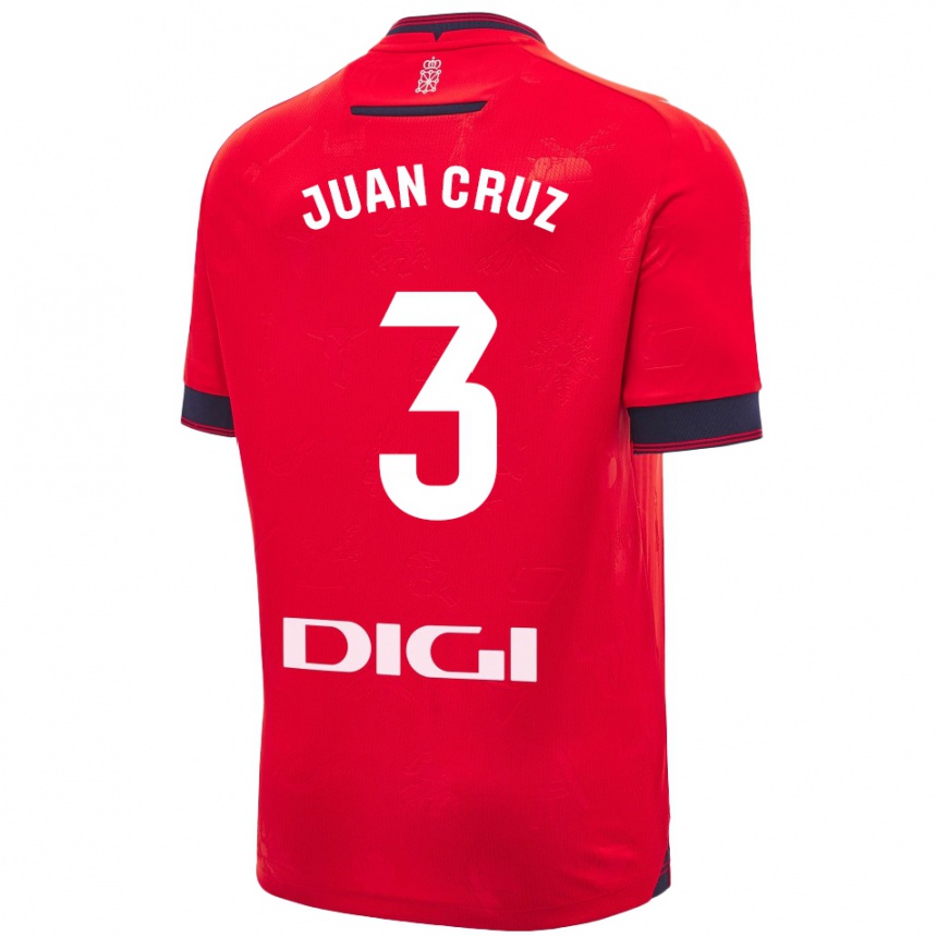 Gyermek Labdarúgás Juan Cruz #3 Piros Fehér Hazai Jersey 2024/25 Mez Póló Ing