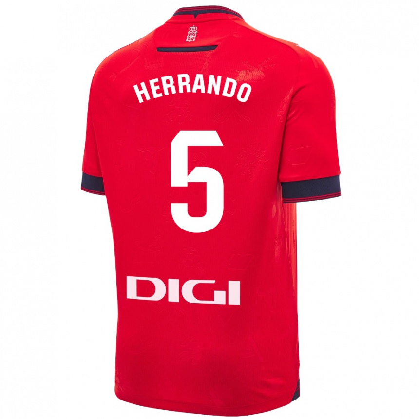 Gyermek Labdarúgás Jorge Herrando #5 Piros Fehér Hazai Jersey 2024/25 Mez Póló Ing