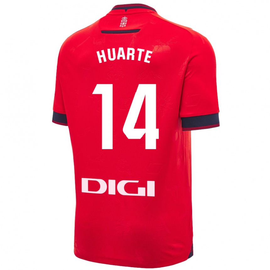 Gyermek Labdarúgás Xabi Huarte #14 Piros Fehér Hazai Jersey 2024/25 Mez Póló Ing