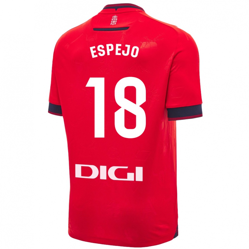 Gyermek Labdarúgás Diego Espejo #18 Piros Fehér Hazai Jersey 2024/25 Mez Póló Ing