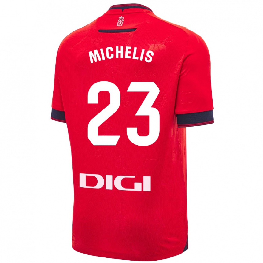 Gyermek Labdarúgás Nikolaos Michelis #23 Piros Fehér Hazai Jersey 2024/25 Mez Póló Ing