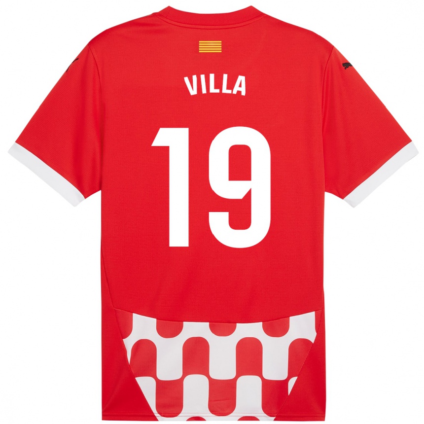 Gyermek Labdarúgás Toni Villa #19 Piros Fehér Hazai Jersey 2024/25 Mez Póló Ing