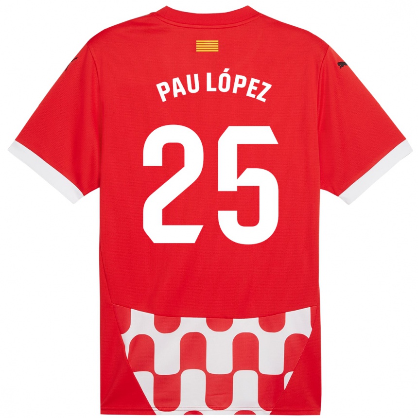 Gyermek Labdarúgás Pau Lopez #25 Piros Fehér Hazai Jersey 2024/25 Mez Póló Ing